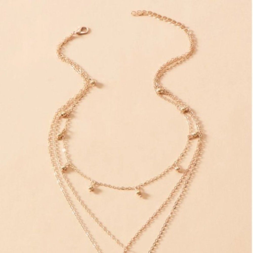 New Gold Color Three Layer Moon Necklace - image 4